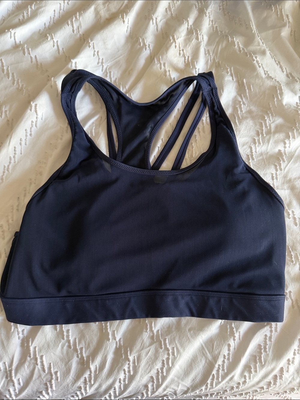 Women’s Strappy Racerback Fabletics Sports Bra - Navy blue